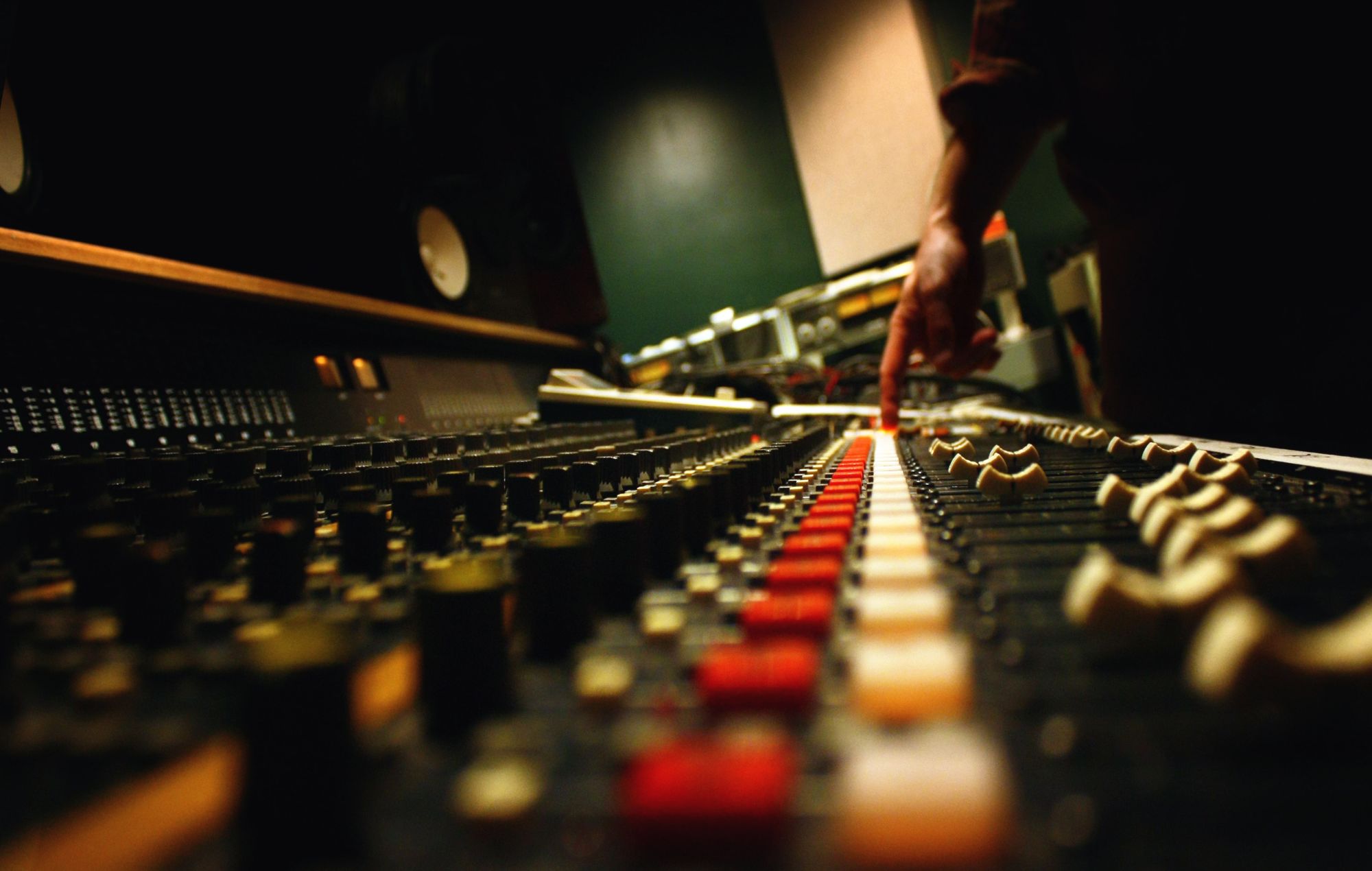 Soundboard in recording studio stock image