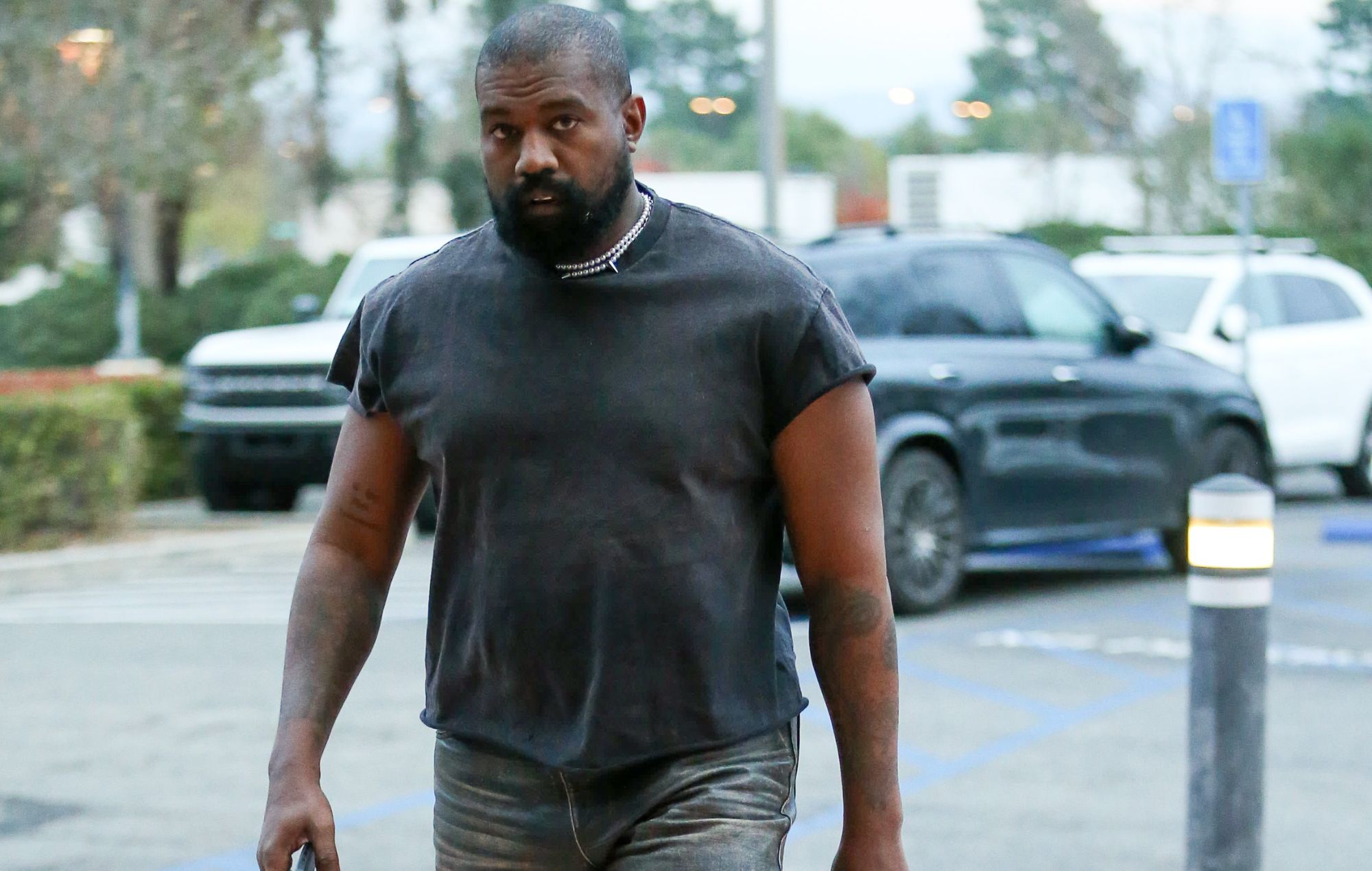 Kanye West is seen on January 19, 2024 in Los Angeles, California. 